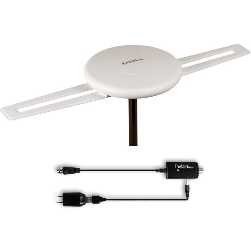 Five Star HDTV Antenna - 360Â° Omni-Directional Reception Amplified Outdoor TV Antenna 150 Miles Long Range for Indoor/Outdoor, RV, Attic Support 4K 1080P UHF VHF Free HDTV Channels - Image 1